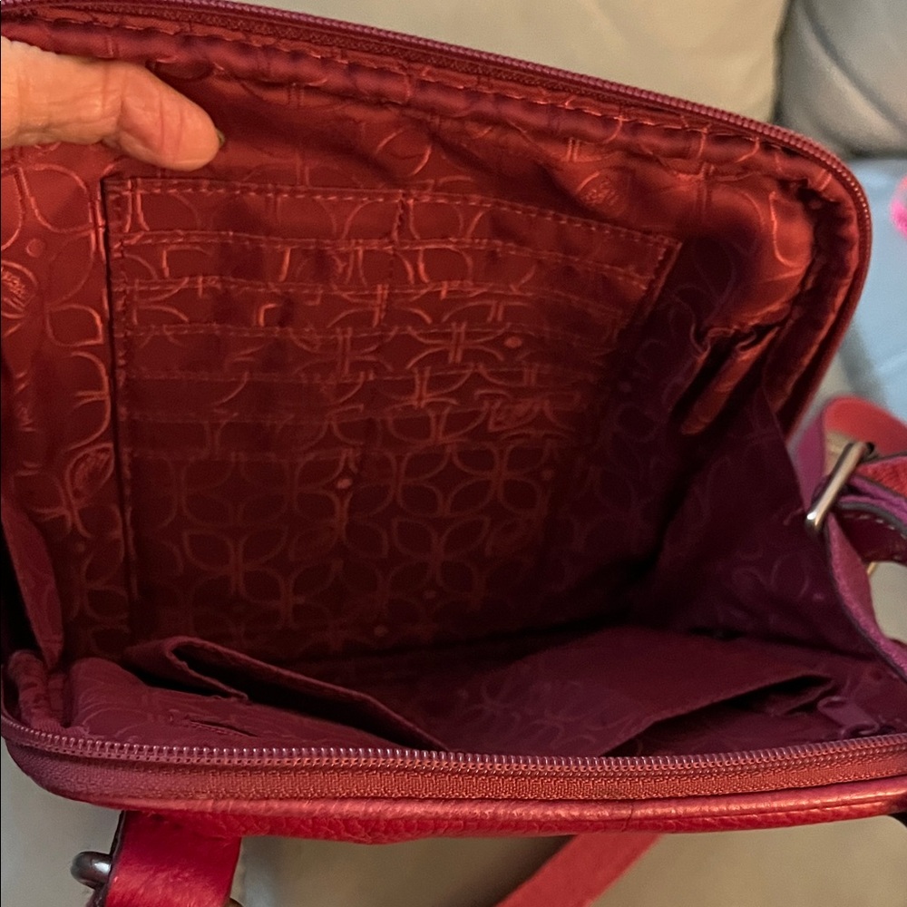 Fossil Deep Red Leather Crossbody  Messenger Bag - Picture 14 of 16